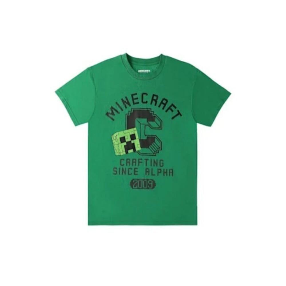 Minecraft Men’s T- Shirt Crafting Since Alpha 2009 Green Size Large